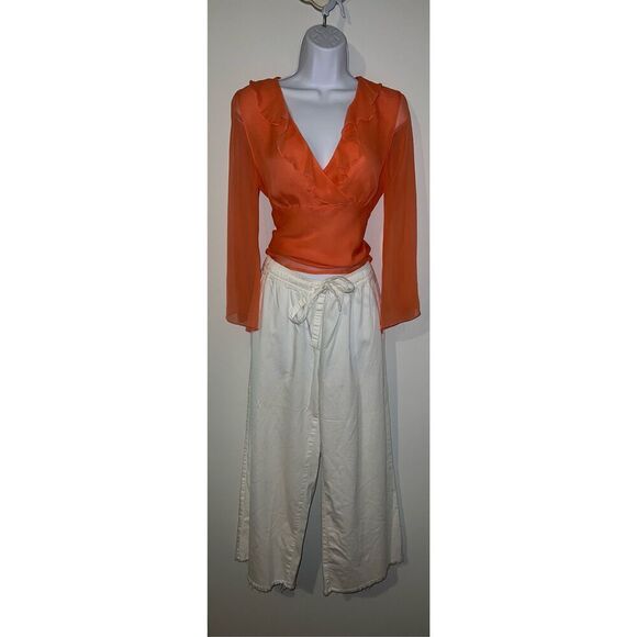 Women’s White Capri Pant Small - Raw Hem Boho - Picture 8 of 9